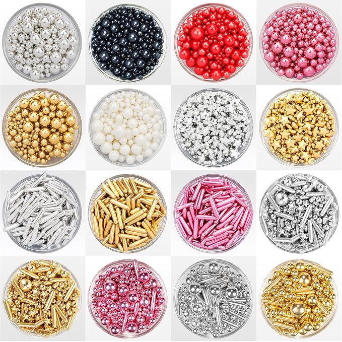 Dazzjoy Edible Silver Star Sugar Sprinkles, 4.23oz, Mix Size, Candy Star Sprinkles for Cake Decorations and Cupcake Toppers, Wedding Party Valentines Supplies