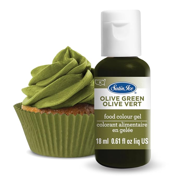 Satin Ice Food Color Liquid Gel, 0.61 fl oz Bottle, Olive Green