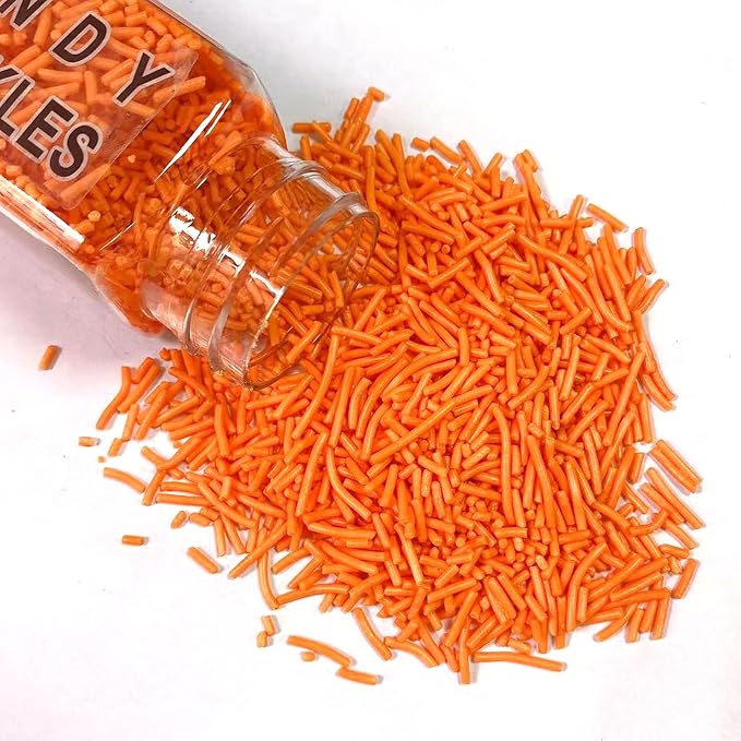 Sentovac Orange Jimmies Sprinkles Edible for Cake Decorating Orange Sprinkles Sugar Candy Cookie Cupcake Topper Ice Cream Baking Decorations Wedding Halloween Christmas Supplies 3.53oz