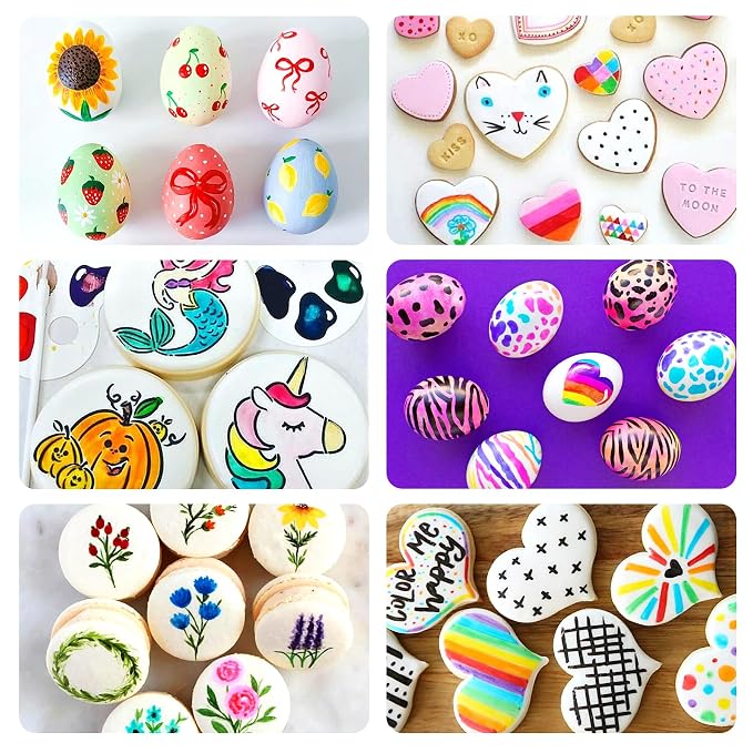 Edible Markers – 14Pcs Gold & Silver Metallic Food Coloring Pens, Double Sided Edible Pens with Fine & Thick Tips for Cookie Decorating, Fondant, Desserts & Easter Eggs