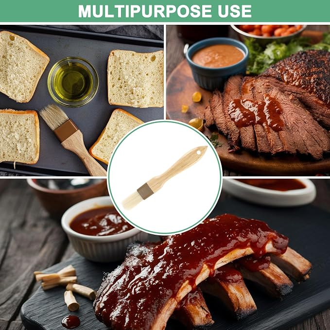 M METERXITY 2-Pack Pastry Brush, Wooden Handle Natural Bristle Basting BBQ Oil Brush for Cooking/Barbecue/Kitchen [1"]