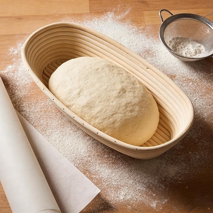 Banneton Sourdough Proofing Basket Kit, 13.78 Inch Oval Bread Baking Bowl with Liners, Bread Baking Supplies for Home or Professional Sourdough Bakers Baking Tool