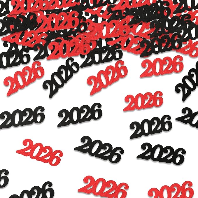 Graduation Confetti 2026, Congrats Grad Confetti Class of 2026,60g Red Black Glitter Graduation Table Scatter Centerpiece for Graduation Party Decorations Senior High School Celebration Party Supplies