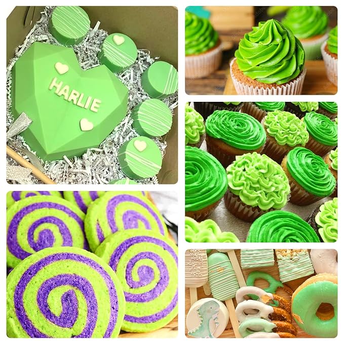 Green Oil Based Food Coloring for Chocolate, Candy Melts, Donuts, Strawberries, Frosting, Cake, Professional Edible Dye for Baking - 80 Milliliters 2.7 Fl.Oz