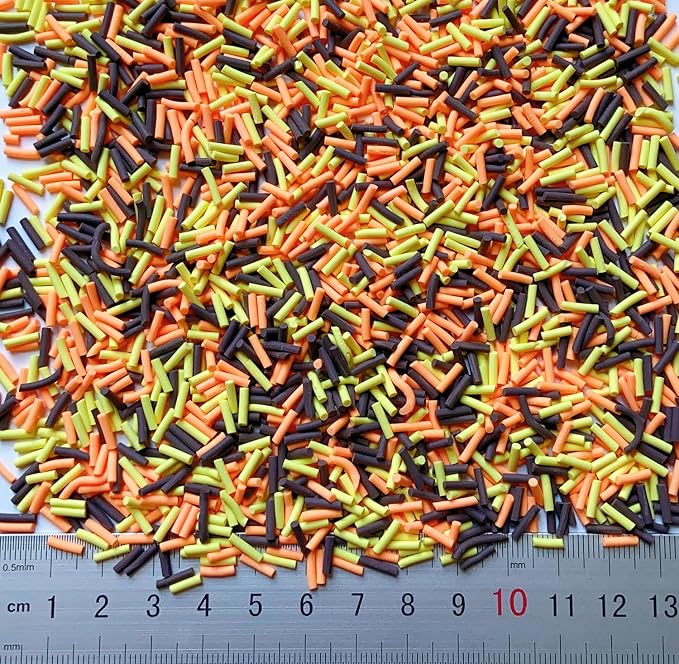 EHOPE 100G Fake Sprinkles Polymer Sprinkles Faux Sprinkles Resin Sprinkles Clay Sprinkles For Resin Fake Candy Sprinkles for Nail Art DIY Crafts Cake Phone Case (100G Long Coffee+Yellow)