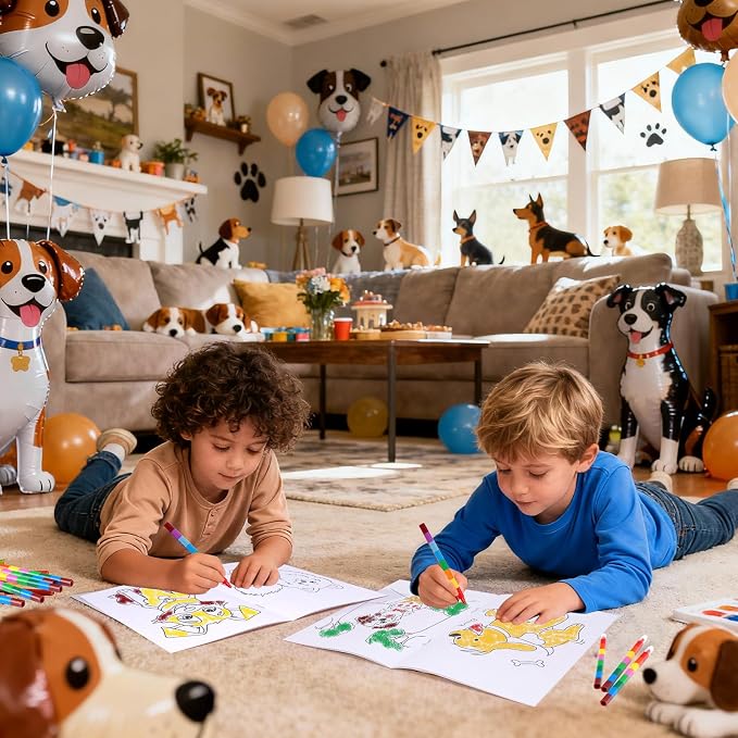 BenLouis 12 Dog Mini Coloring Books Kids with 12 Stacking Crayons Cute Puppy Party Favors Small Activity Books Bulk for Kids Pet Paw Party Gift Goodie Bag Stuffers