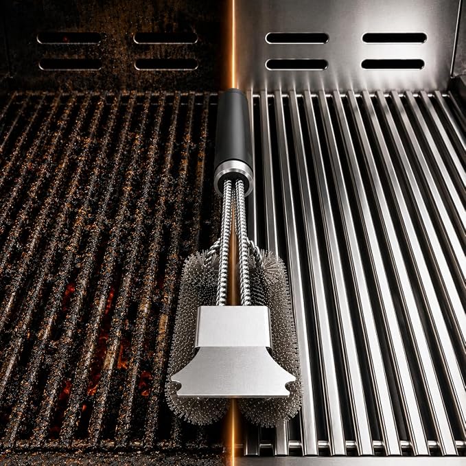Grill Scraper Tool Stainless Steel Griddle Scraper for Blackstone Flat Top Grill, Heavy Duty BBQ Cleaning Scraper with Adjustable Handle, Metal Scraper for Cast Iron, Kitchen & Outdoor Cooking