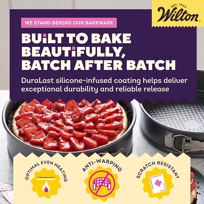 Wilton Platinum Non-Stick Spring Form Pan - Baking Pan for Cheesecakes, Deep Dish Pizzas & Bread Puddings - Scratch Resistant, Even Heat Distribution & Made Without PFAS - 9 x 2.7 Inch