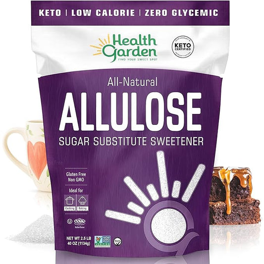 Health Garden Allulose Sweetener, Sugar Substitute - 40oz Bag – Allulose Granulated Sugar Substitute, Zero Calorie Sweetener for Baking and Coffee, Keto Friendly, Non-GMO