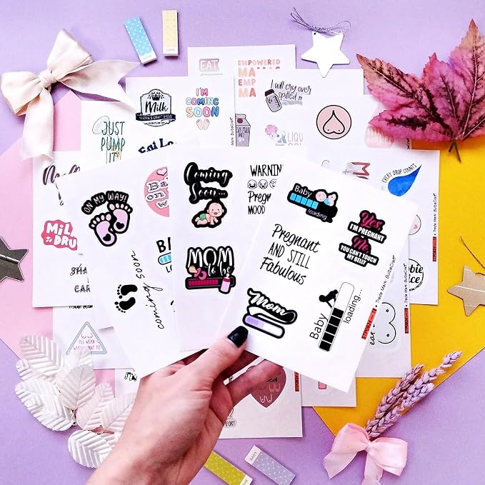 BulbaCraft Funny Breastfeeding and Pregnancy Stickers for Scrapbooking, Planner - Waterproof Vinyl Breastfeeding Mom Decals Laptop Decals, Gifts for Women & Men