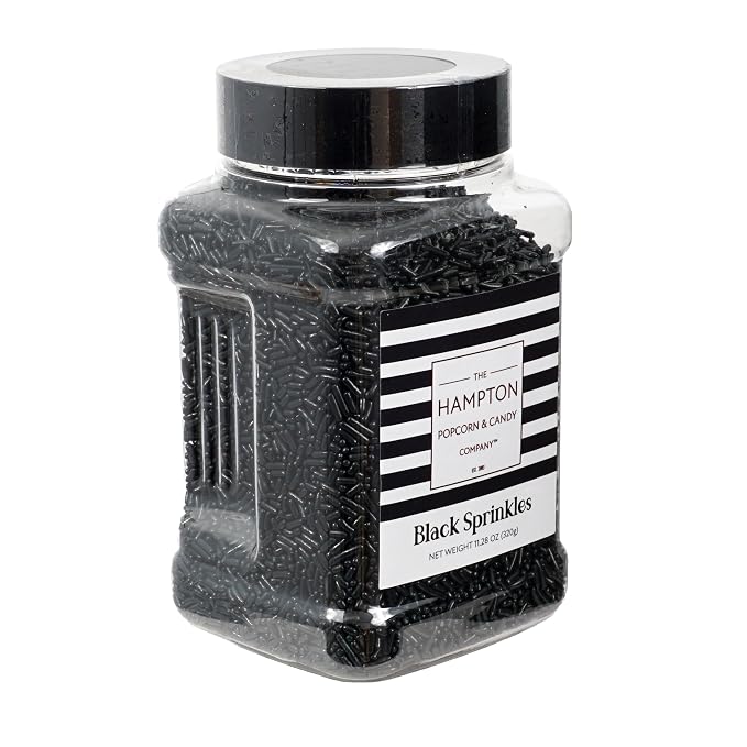 Black Sprinkles Jimmies 11.28 oz, Black Sprinkles For Cake Decorating, Cake Sprinkles, Sprinkles For Baking, Ice Cream & More, The Hampton Candy Company