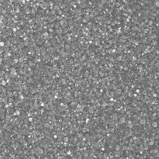 Silver Sprinkles, Silver Sanding Sugar Crystals, 4.6 oz Edible Sparkling Sugar for Baking Topping, Cupcakes, Cookies, Ice Cream & Cake Decorating, Wedding Party Christmas Supplies