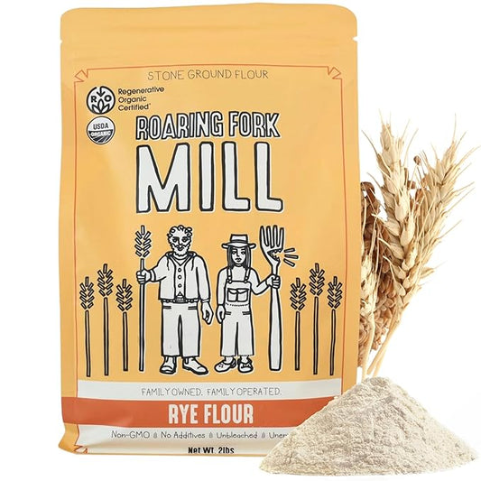 Stone-Milled Rye 00 Flour – USDA Organic & Regenerative Organic Certified Ancient Grain Wheat – Mild Nutty Flavor, Excellent Extensibility for Bread, Pastries & Baking