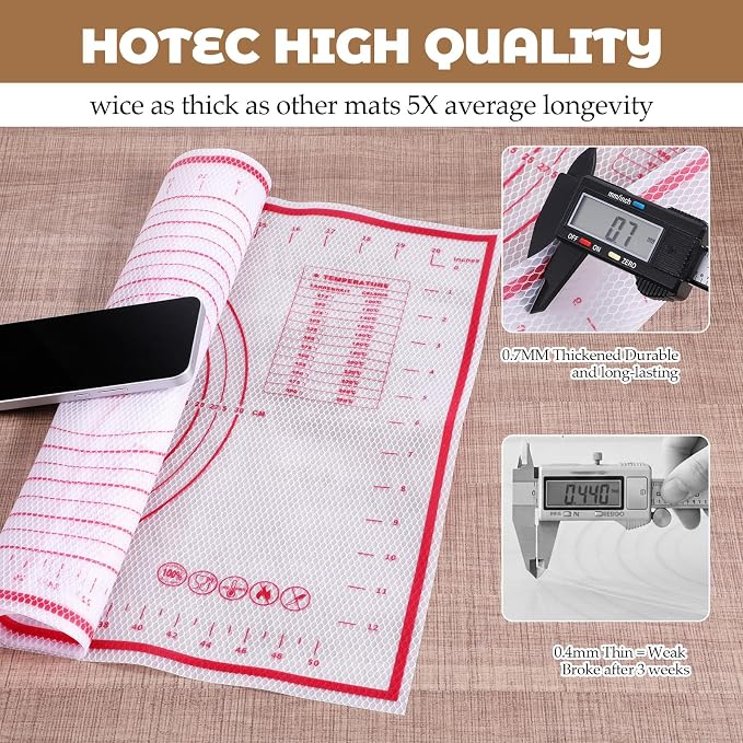 Silicone Baking Mat 23.6" × 15.7" Extra Large Pastry Dough Mat with Measurements For Rolling Dough Bread Pizza Pie Crust Fondant Making Oven Liner Kitchen Counter Non-Slip Non Stick Reusable