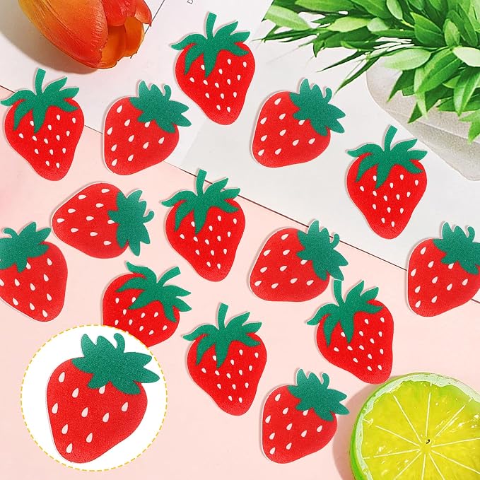 60 PCS Edible Strawberry Cupcake Toppers Wafer Paper Sweet Berry Cupcake Picks Edible Strawberry Cupcake Decorations for Baby Shower Wedding Birthday Party Cake Food Decorations Supplies