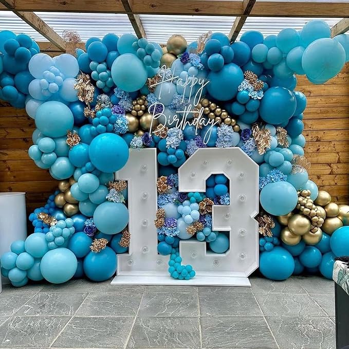 Jobkoo Peacock Blue Balloons 12 Inch, 100 Pack Turquoise Blue Balloon Teal Blue Latex Balloons Matte Dark Teal Aqua Blue Helium Balloons for Birthday Baby Shower Wedding Whale Theme Party Decorations