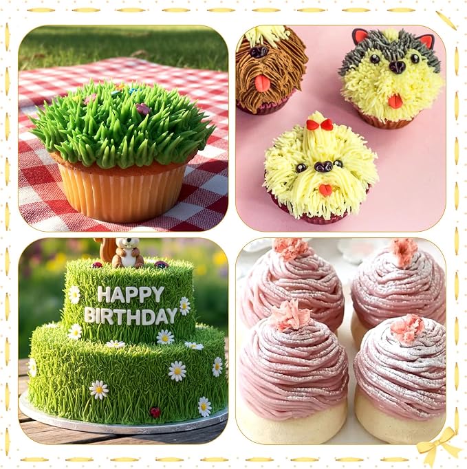 5Pcs Grass Piping Tip for Cake Decorating, Cake Decorating Tips Piping Tips Set, Grass Icing Tip for Frosting Cupcakes Hair Fur