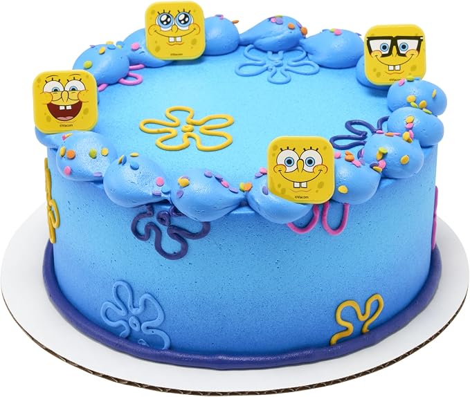 DecoPac SpongeBob SquarePants™ Mood Faces Rings, SpongeBob Cupcake Decorations Featuring SpongeBob SquarePants, Yellow - 24 Pack