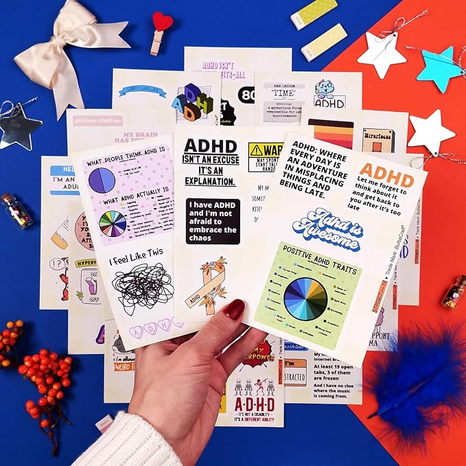 100Pcs Funny ADHD Stickers for Water Bottles, Laptops - ADHD Gifts for Adults - Neurodivergent, Neurodiversity Stickers Bulk - Mental Health Awareness Therapy Gifts for Women & Men