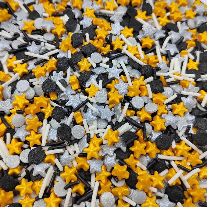 Graduation Sprinkles, Edible School Graduations Sprinkles, Graduation Cap Cake Decorations, Black Gold Sliver Sprinkle Mix for Cupcake Toppers, Baking Cake Decorating, Cookie, Birthday Party Supplies