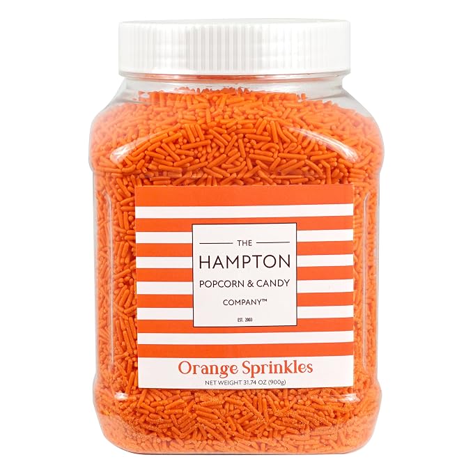 Orange Sprinkles Jimmies 1.98 Pounds Container, Sprinkles For Cake Decorating, Cake Sprinkles, Sprinkles For Baking, Ice Cream & More, The Hampton Candy Company