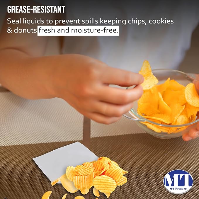 MT Products White Wax Cookie Bags 6" x 4.5" - Grease Resistant Paper Bakery Bags - Pack of 150