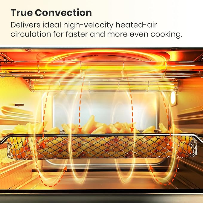 VAL CUCINA Retro 26.3 QT Infrared Heating Air Fryer Toaster Oven,Large Countertop Convection Oven 10-in-1 Combo, 6-Slice Toast, Enamel Baking Pan Easy Clean with Recipe Book, Almond Yellow Color