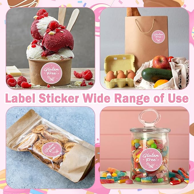 Louise Maelys 500 PCS 1.5 inch Gluten Free Stickers for Food Safety Gluten Free Labels for Retail Package Containers Jars Glass Bottle Envelopes Bread Bags Kitchen, Meal Prep, Allergy Awareness