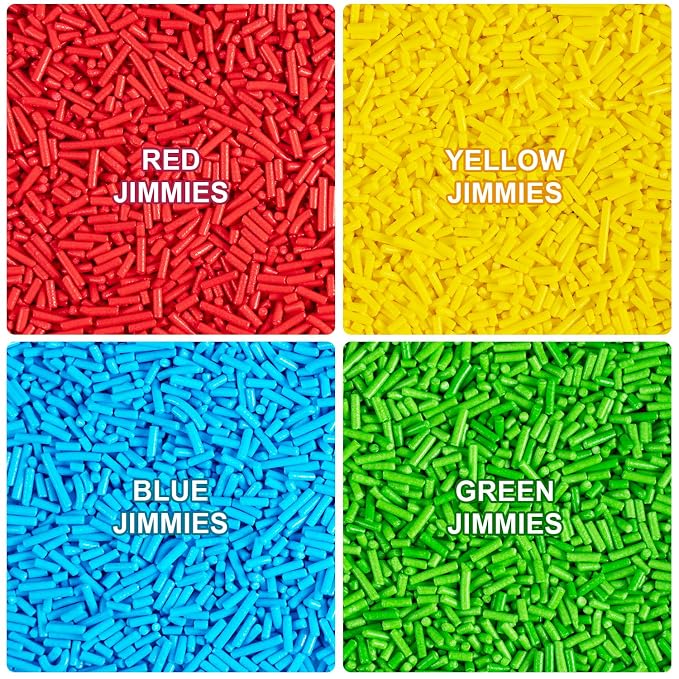 Rainbow Sprinkles for Cake Decorating 4 cell Edible Jimmies Mix Blue Red Green Yellow Sprinkles for Baking Ice Cream Cookies Cupcake Topper 6.5 ounces