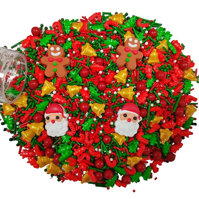 Christmas Santa Claus Sprinkles for Cake Decorating Gingerbread Man Sprinkles Red Green Sugar Sprinkle for Cake Decorations Cupcake Toppers Baking Cookie Decorating Ice Cream Celebrations