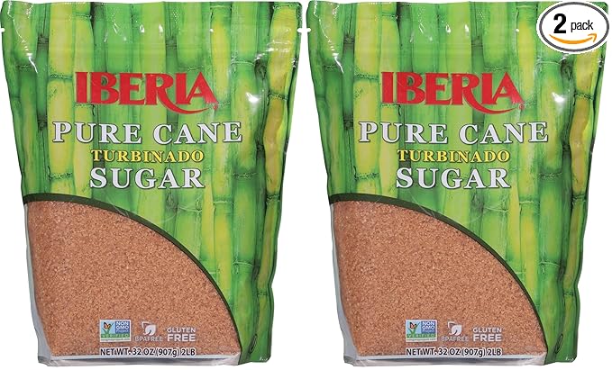 Iberia Pure Cane Raw Turbinado Sugar 2 lb (Pack of 2)