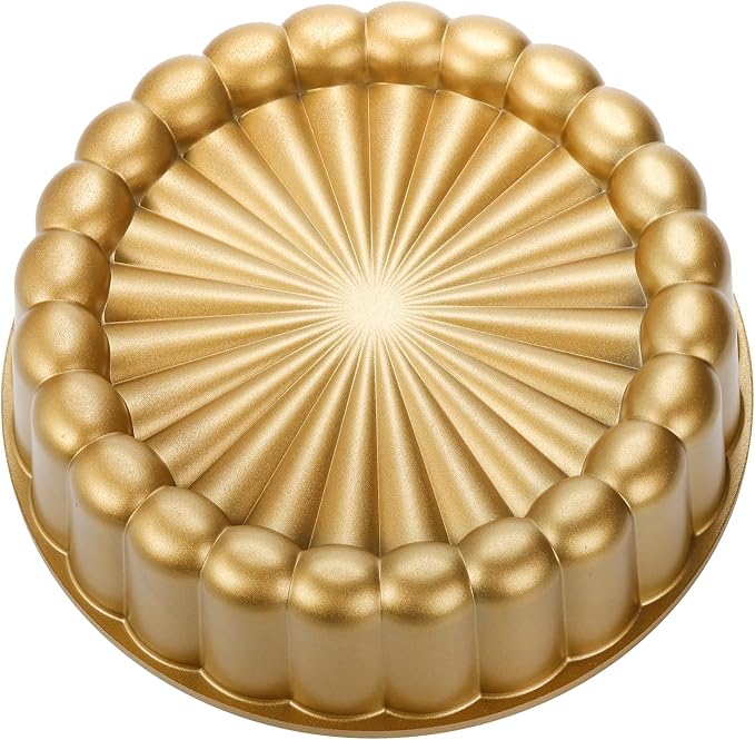 Goaste 9.5 Inch Charlotte Cake Pan, Reusable Fluted Mold, Nonstick Aluminium With Flower Shape for Cheese, Chocolate, Strawberry Shortcake, Brownie Tart Pie