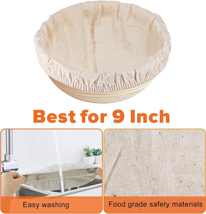 4 Pcs Sourdough Proofing Basket Liners, 10 Inch Reusable Basket Covers, Easy to Clean Proofing Baskets Liner for Bread, Dough Baking, Homemade Breads, Kitchen