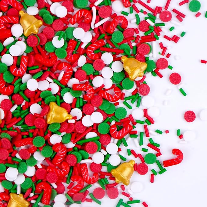 Christmas Sprinkles, Edible Confetti Round, Gold Sprinkles for Cupcake Decorating, Edible Christmas Cake Decorations, Cupcake Toppers, 130g/4.58oz