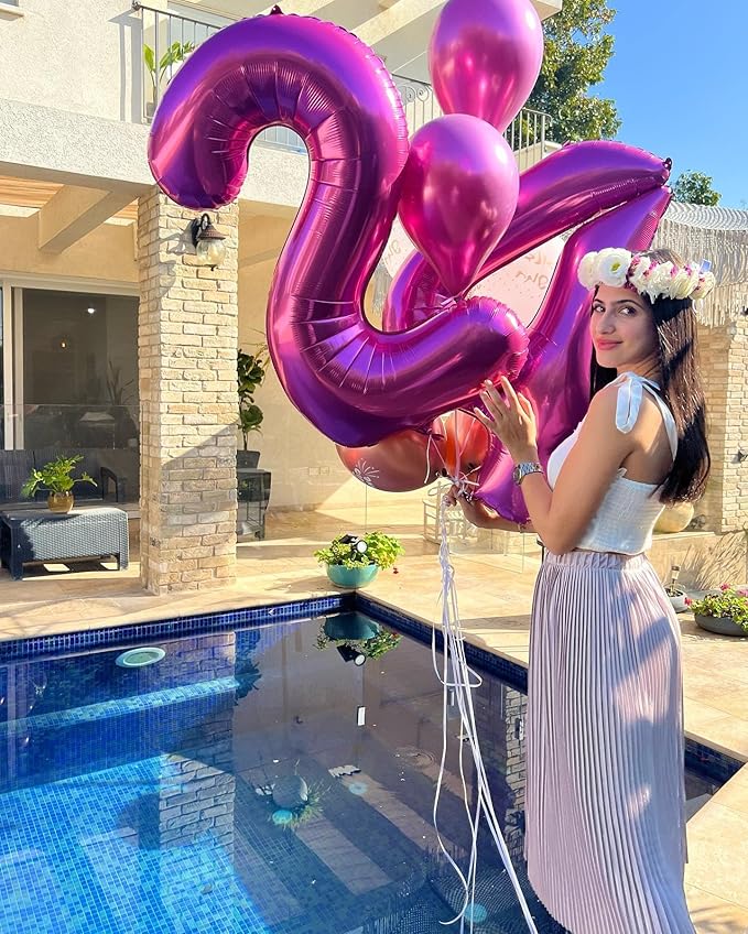Hot Pink Number 4 Balloon 40 Inch, 4th Birthday Party Decorations for Children, Giant 4 Foil Balloon for Party Supplies