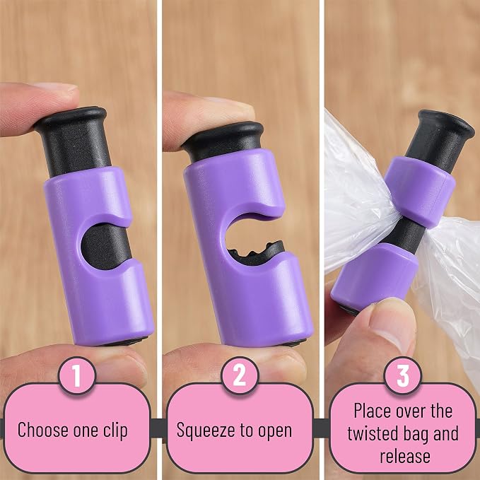 Mr. Pen- Squeeze and Lock Bread Bag Clips, 2.4 Inch, 8 Pack | Multicolor Squeeze Lock Clips, Reusable Bag Closures for Bread, Snacks, Coffee, Food Storage, Fits Thick and Thin Bags