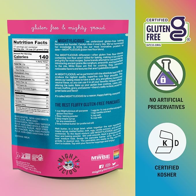 MIGHTYLICIOUS Gluten-Free All-Purpose Flour, Superfine Rice Flour, Non-GMO, Allergen-Friendly Baking Flour, Ideal for Cakes, Bread, Muffins & Cooking (3-Pack)