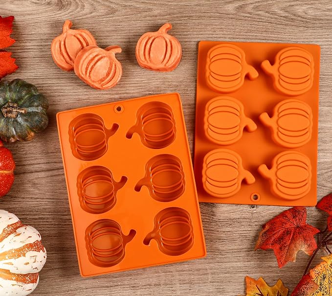 Webake Pumpkin Cake Molds Silicone Pumpkin Cake Pan 6-Cavity Pumpkin Mold for Baking Cupcake Chocolate (Pack of 2)