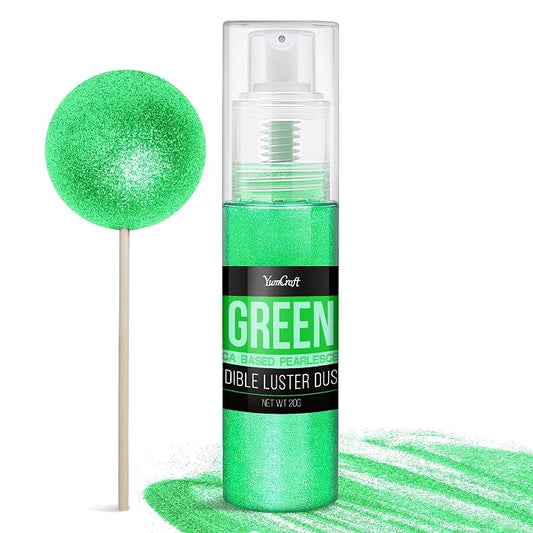 Edible Glitter Spray - 20g Luster Dust Edible Food Grade Glitter for Cake Decorating, Cocktails, Drinks - Shimmer Dust Powder Metallic Food Coloring Powder for Cookie, Candy, Icing (Green)
