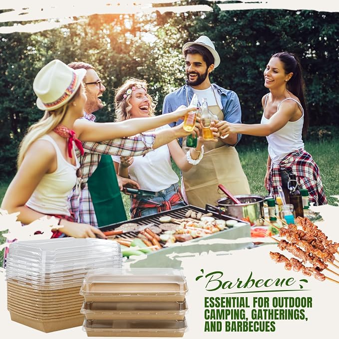 30 Pack 15oz Charcuterie Boxes with Clear Lids, To Go Paper Small Charcuterie Box with Lid, 7.5 x 5.2 x1.8in Disposable Bakery Take Out Containers for Desserts, Cookie, Charcuterie, Snack and Fruit