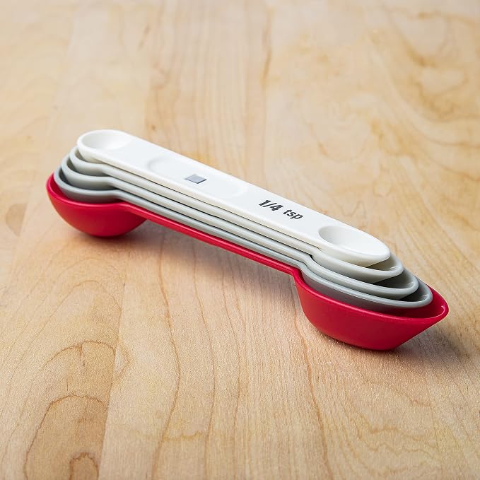 Prepworks Dual-Ended, Magnetic Measuring Spoon Set, White, 5 Piece