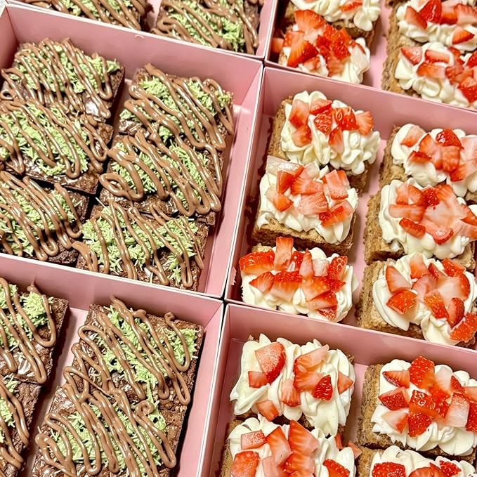 7 x 7 x 4 Inches Clear Cake Boxes for 6 Inch Cake, Paper Charcuterie Boxes with Clear Lids, 25 Pack Disposable Bakery Food Containers Large Dessert, Cupcakes,Pie,Cookies, Cocoa Bomb (Pink)