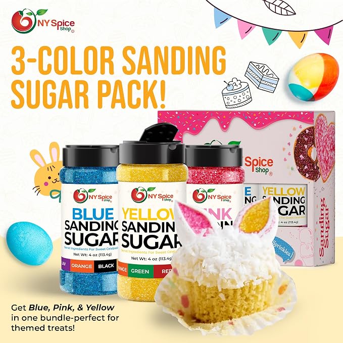 NY Spice Shop Yellow Sanding Sugar - 4 Ounce Sweet Colorful Edible Sprinkles For Candy Dish - Sugar Sprinkles For Cake Decorating Basket & Dishes