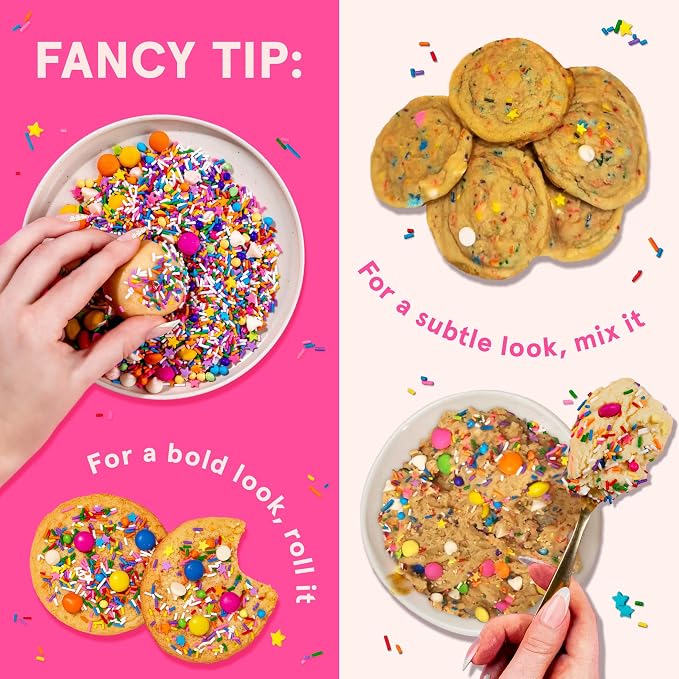 Fancy Sprinkles Rainbow Baking Confetti | Crunchy Jimmies, Chocolate Gems, Candy-Coated Morsels & Star Confetti | Cookie Mix-In & Cake Batter | Birthday & Rainbow Party | 8 oz (2 Pack)