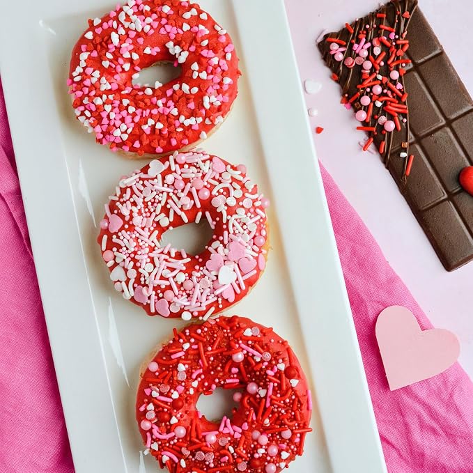 Sweets Indeed Valentines Day Heart Sprinkle Mix | Pink & White Jimmies, Sugar Pearls, Confetti Quins, Nonpareils & Heart Shapes | Baking & Decorating, 4 ounces