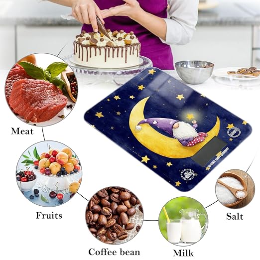 Food Scale Kitchen Digital Scale Food Ounces and Grams Dieting Baking Cooking Waterproof Glass Panels LCD Display,4 Units Scale Tare Function Stars Dark Blue