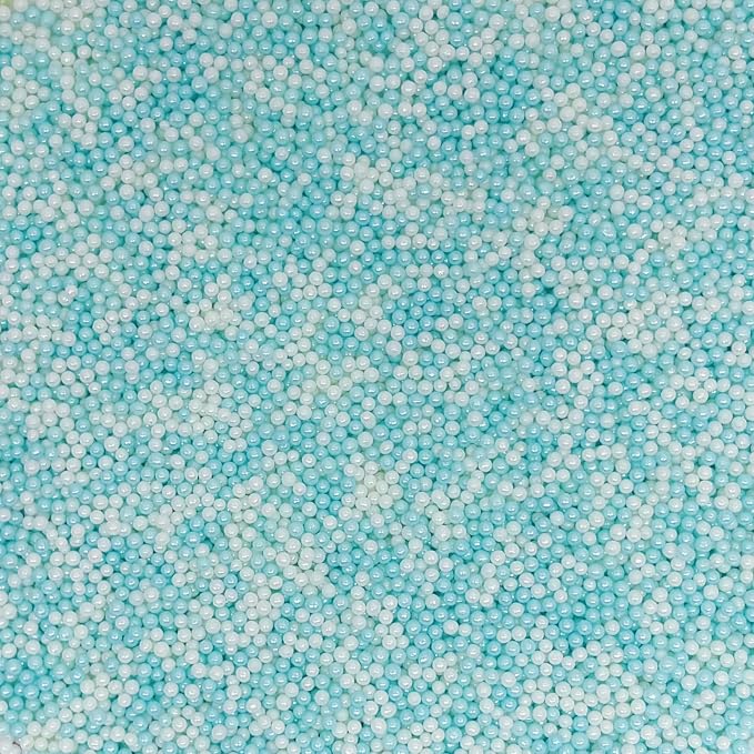 Dynastang 2mm Light Blue & White Pearls Sprinkles Edible Pearls Cake Decorations Cupcake Toppers Cookie Decorating Perfect for Cakes, Cupcakes, Desserts Toppings 3OZ