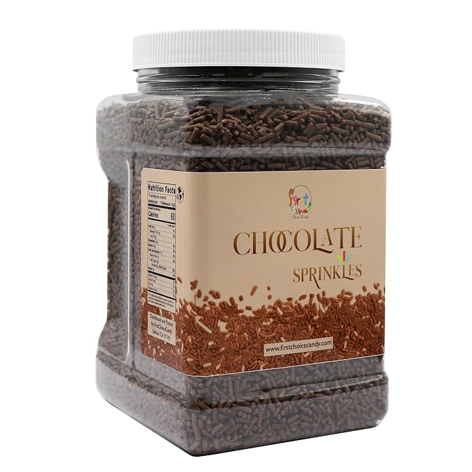 Decorating Sprinkles By FirstChoiceCandy- 2 LB - Colorful Jimmies Great For Topping for Bakery, Ice Cream, and Confectionary - Kosher Sprinkles In a Resealable Container (Chocolate)
