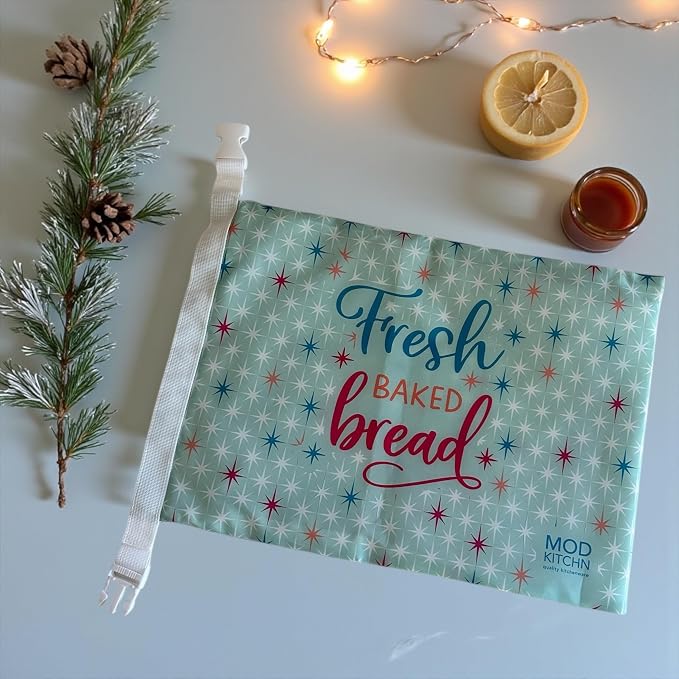 Holiday Bread Bags for Homemade Bread, 2-Pack XL Reusable Sourdough Bread Bags, Christmas Gift Bags for Artisan Loaves, Freezer Safe
