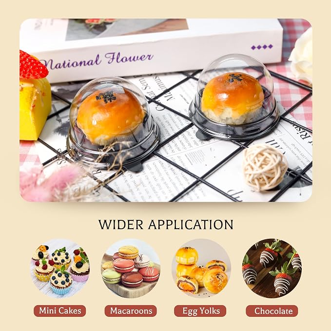 NPLUX Mini Individual Cupcake Container 2.8x2 IN Mini Cupcake Boxes Desk Pet Containers for Chocolate Covered Cookies, Mooncake(100 Pack, Black)